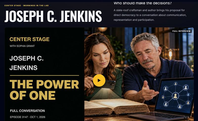 Joseph Jenkins live interview about real democracy.