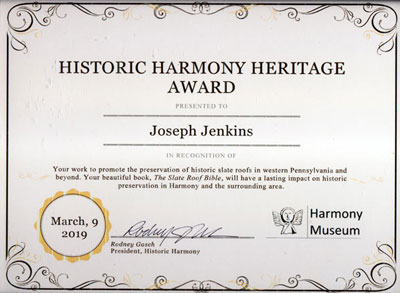 Historic Harmony Heritage Award, March 9, 2019
